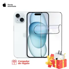 APPLE - IPHONE 15 PLUS 128GB VERSION CHIP FISICO AZUL + MICA HIDROGEL Y CARGADOR 20W ORIGINAL