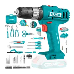 TOTAL TOOLS - Taladro Atornillador 20v+ Set Herramientas Total Thkthp11652