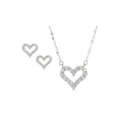 CLEO JOYAS & ACCESORIOS - Set Arete y Collar Corazon Blair Plateado Plata