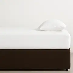 GENERICO - FALDON DE TARIMA QUEEN 160CM x 200CM MINIMAL MICROFIBRA MARRON OSCURO 35CM