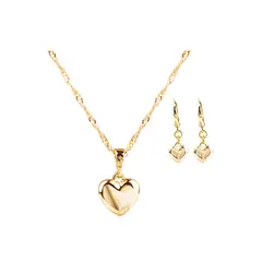 CLEO JOYAS & ACCESORIOS - Set Collar y Arete Corazón Bombeado