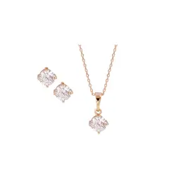 CLEO JOYAS & ACCESORIOS - Set Collar y Arete Punto de Luz Acero