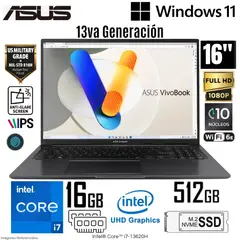 ASUS - Laptop Vivobook X1605VA-MB1235 Intel Core i7-13620H 16GB RAM 512GB SSD 16" WUXGA Indie Black
