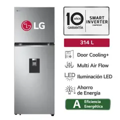 LG - REFRIGERADORA 314LT GT31WPP TOP FREEZER NO FROST PLATEADA CON DISPENSADOR DE AGUA