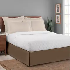 GENERICO - FALDON DE TARIMA 2 PLAZAS ELEGANCE MICROFIBRA MARRON CLARO 35CM