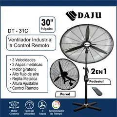 GENERICO - Ventilador Industrial DAJU 30" 2 en 1 con Control Remoto – 230 watts