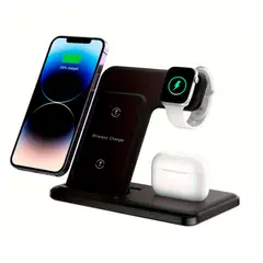 GENERICO - Cargador Inalambrico 3 en 1 Estacion de Carga Celular Reloj Audífonos