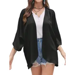 KAST PE - Kimono de Verano Capa mujer Modelo Merida talla L - Negro