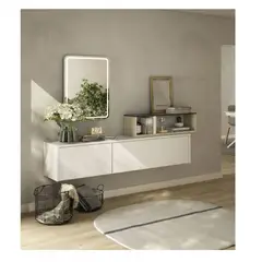 TU MESITA - Recibidor Minimalista Floltante Capri BlancoCeniza 2 puertas