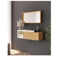 TU MESITA - Moderna Consola Flotante Ibis 1 puerta color BlancoNatural