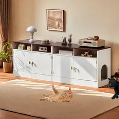 TU MESITA - Muebles de Gato Espacio para Arenero Zaca BlancoChocolate