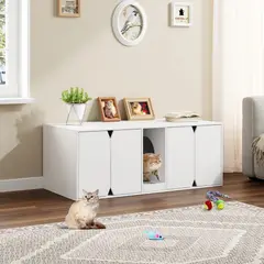 TU MESITA - Mueble Blanco para Gato con 4 Puertas Mileno