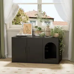 TU MESITA - Mueble para Gato con Espacio para Arenero Gina Negro
