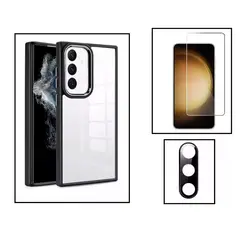 GENERICO - Case funda transparente para galaxy s23 plus con mica vidrio y camara