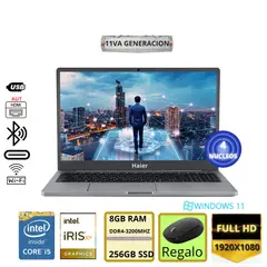 HAIER - Laptop Y15T i5 1135G7 8GB RAM SSD 256GB Iris Xe Potente Liviana y Profesional