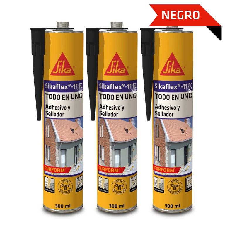 Tripack Sellante elástico Sikaflex 11 FC Purform Negro 300ml