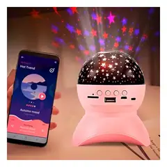 GENERICO - Pack2 Parlante Lampara Forma de Luna Divertido Color Rosado