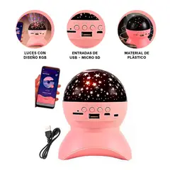 GENERICO - Pack4 Parlante Funcional Farol Rosado Y+Banderitas Adhesivas