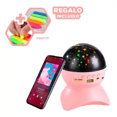 GENERICO - Pack6 Parlante Lampara Luna Rosado Y+Banderitas Adhesivas