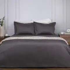 PLUMAS - Juego de Cubreduvet 400 Hilos 100% Algodón Pima Charcoal