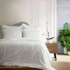 PLUMAS - Juego de Cubreduvet 400 Hilos 100% Algodón Pima Blanco