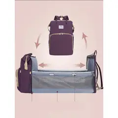 GENERICO - Mochila Pañalera Convertible 3 en 1 - Púrpura