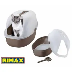 RIMAX - Arenero Para Gato Con Tapa Y Pala Color Marrón