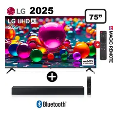 LG - Televisor 75 UHD 4K Smart TV ThinQ AI 75UA8000PSA 2025 + Barra de sonido c-400