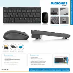 MICRONICS - Teclado y Mouse inalámbrico color negro SPIRIT3 MIC WT800-3M