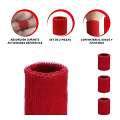 GENERICO - Pack2 Pulseras Actividad Fisica Rojo Y+Ligas de Regalo