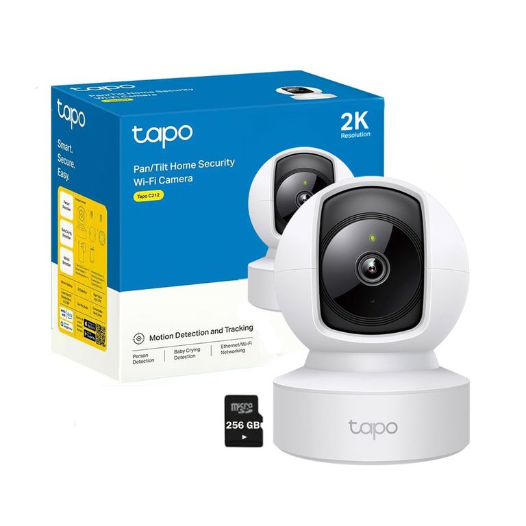 Tapo C212 3MP 2K Cámara Seguridad Wi-Fi Gira 360° SD 256GB