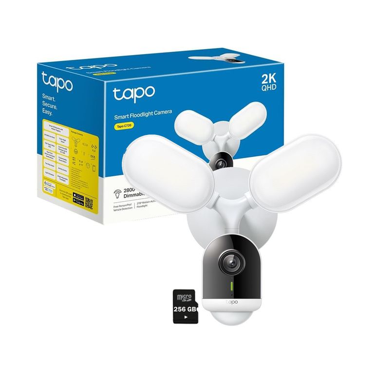Tapo C720 4MP 2K Cámara Seguridad Wi-Fi Reflector Exterior SD 256GB