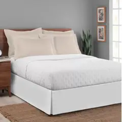 GENERICO - FALDON DE TARIMA QUEEN 152CM x 203CM ELEGANCE MICROFIBRA BLANCO 30CM