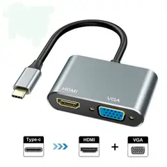GENERICO - Adaptador 2 en 1Tipo C a Vga y Hdmi 4k MAC Lenovo