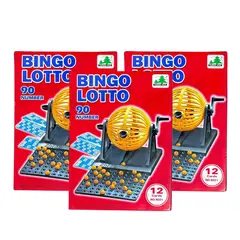 GENERICO - PACK 3 BINGO LOTTO FAMILIAR JUEGO DE MESA