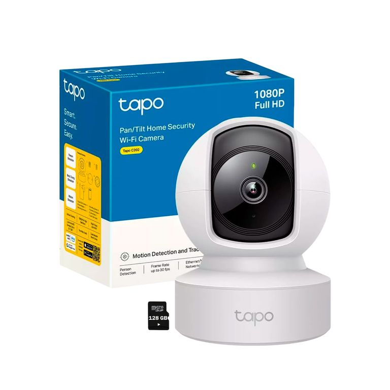 Tapo C202 FHD Cámara Seguridad Sonido Bidireccional 360 Alarma SD 128GB