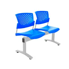 OFIDEAS - Banqueta De Espera Butterfly 2 Asientos Azul Estructura Gris