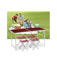 GENERICO - MESA PLEGABLE DE CAMPING CON 4 SILLAS