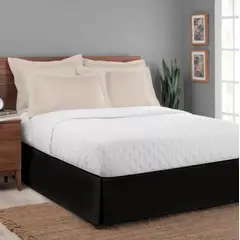 GENERICO - FALDON DE TARIMA QUEEN 160CM x 200CM ELEGANCE MICROFIBRA NEGRO 30CM