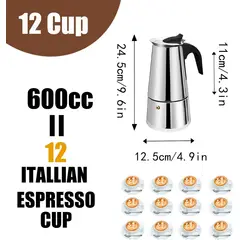 GENERICO - Cafetera espreso en acero 12 tazas