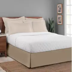 GENERICO - FALDON DE TARIMA KING 200CM x 200CM ELEGANCE MICROFIBRA BEIGE 30CM