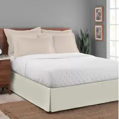 GENERICO - FALDON DE TARIMA KING 200CM x 200CM ELEGANCE MICROFIBRA PERLA 35CM