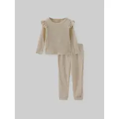 GENERICO - Conjunto de dos piezas en tela algodón wafer Beige talla 10