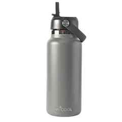 WECOOL - Botella Térmica Gris 1000ml con Pico Deportivo Hermética y Resistente