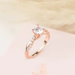 CLEO JOYAS & ACCESORIOS - Anillo Lazo de Amor Regalo Plata Enchapado Oro 18k
