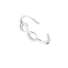 CLEO JOYAS & ACCESORIOS - Anillo Regulable Ava Infinito Cristales Plata