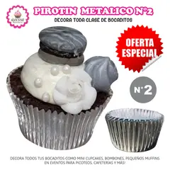 GENERICO - Pirotin Bocadito Metálico Plateado para Repostería N°2 1000 unidades