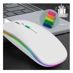 RYBIU IMPORT - Pack6 Mouse Recargable con USB Blanco Y+Banderitas Adhesivas