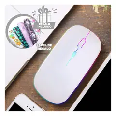 RYBIU IMPORT - Mouse Inalambrico para Computador Blanco Y+Papel de Regalo