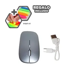 RYBIU IMPORT - Pack6 Mouse Recargable con USB Plata Y+Banderitas Adhesivas